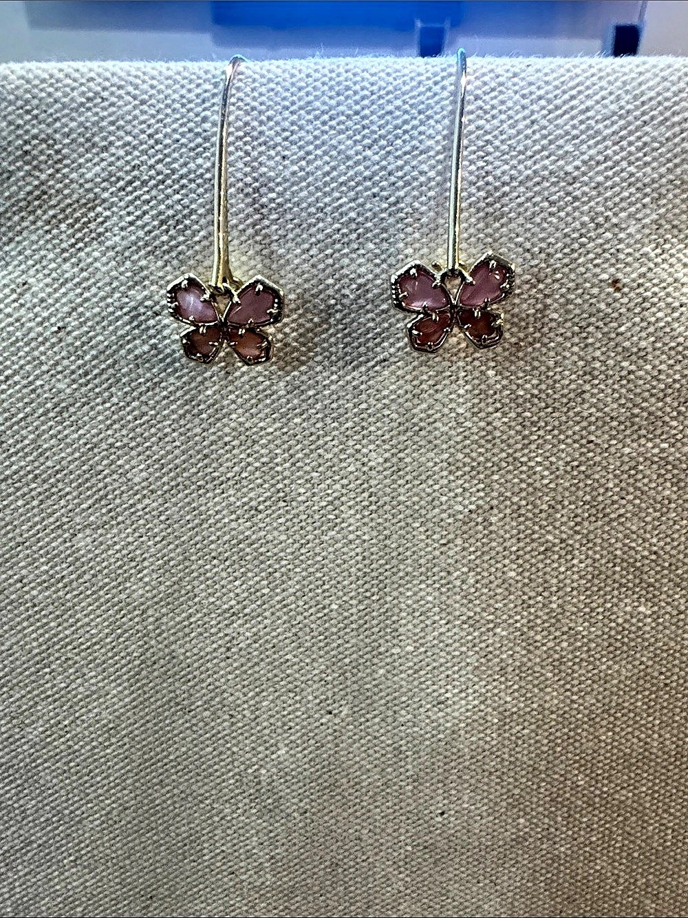 Kendra Scott Bianca Butterfly Gold Huggie Earrings Pink Drop Earrings